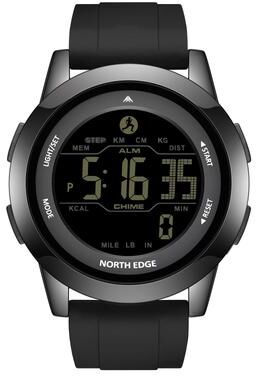Everyday Crate NORTH EDGE APOLLO Outdoor Sports Watch 50M Waterproof Watch With Silicone Strap Pedometer black