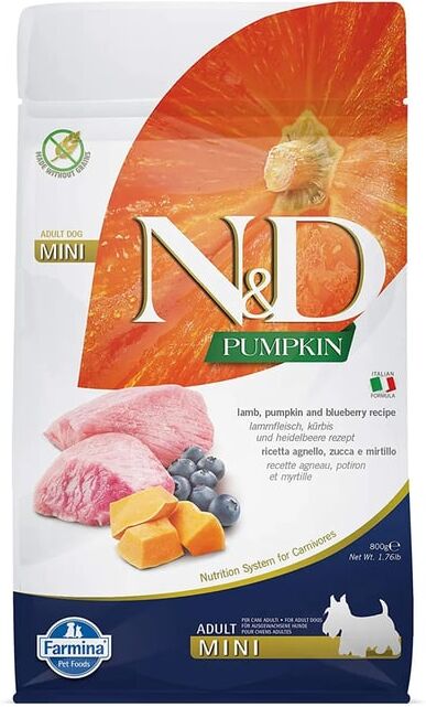 Farmina Ração Cão Mini ND Abóbora Borrego E Mirtilo 800g