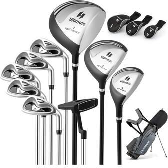 Costway Men’s Profile Complete Golf Club Package Set Includes 10 Pieces-Gray