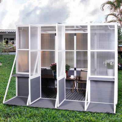 PRO_SELLERS Walk-In Greenhouse Wooden Frame with Glass Panels Lean to Hot House W