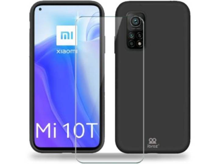 Ibroz - Coque Xiaomi Mi 10t Coque Noir + Verre Trempé