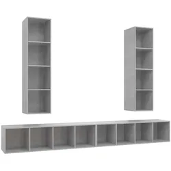 vidaXL TV-Wandschränke 4 Stk. Betongrau Holzwerkstoff
