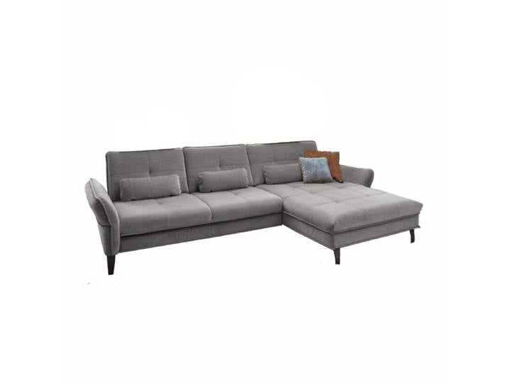 Couchliebe Key West Ecksofa - Samt Salsa silver - ohne Funktion - rechts manuelle Armteilverstellung, automatische Relaxfunktion, manuelle Sitztiefenverstellung, Schlaffunktion Modern