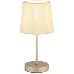 Tischlampe Tischleuchte Wohnzimmerlampe E14 Champagner Metall Textil H 32 cm
