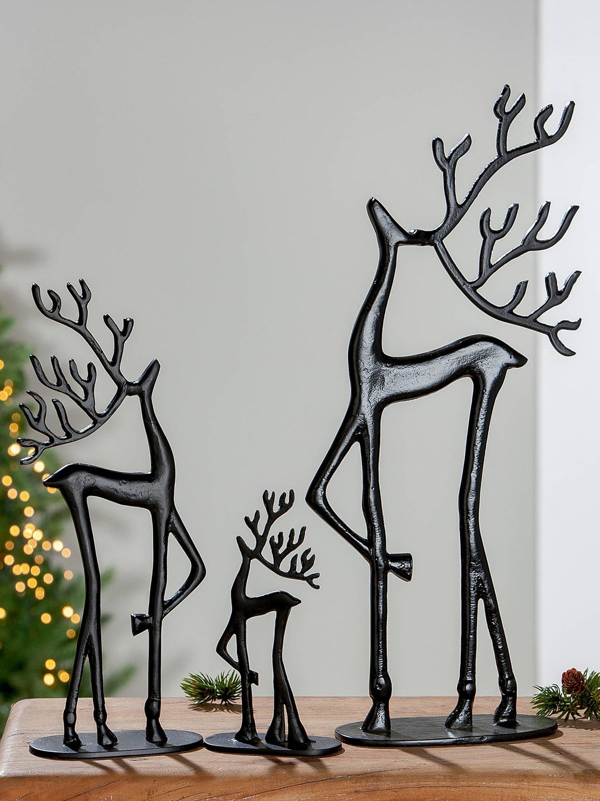 home24 Sierobject Rendier zwart metaal B: 16 cm, D: 38 cm, H: 8 cm