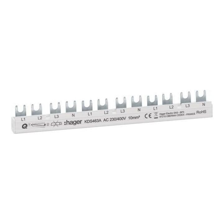 Hager Phasenschiene 12 Module 63A L1L2L3N-L1L2L3N KDS463A)