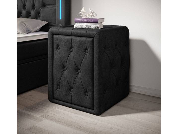 Designer Nachttisch Tria (Stoff) - Grau - Luxusbetten24
