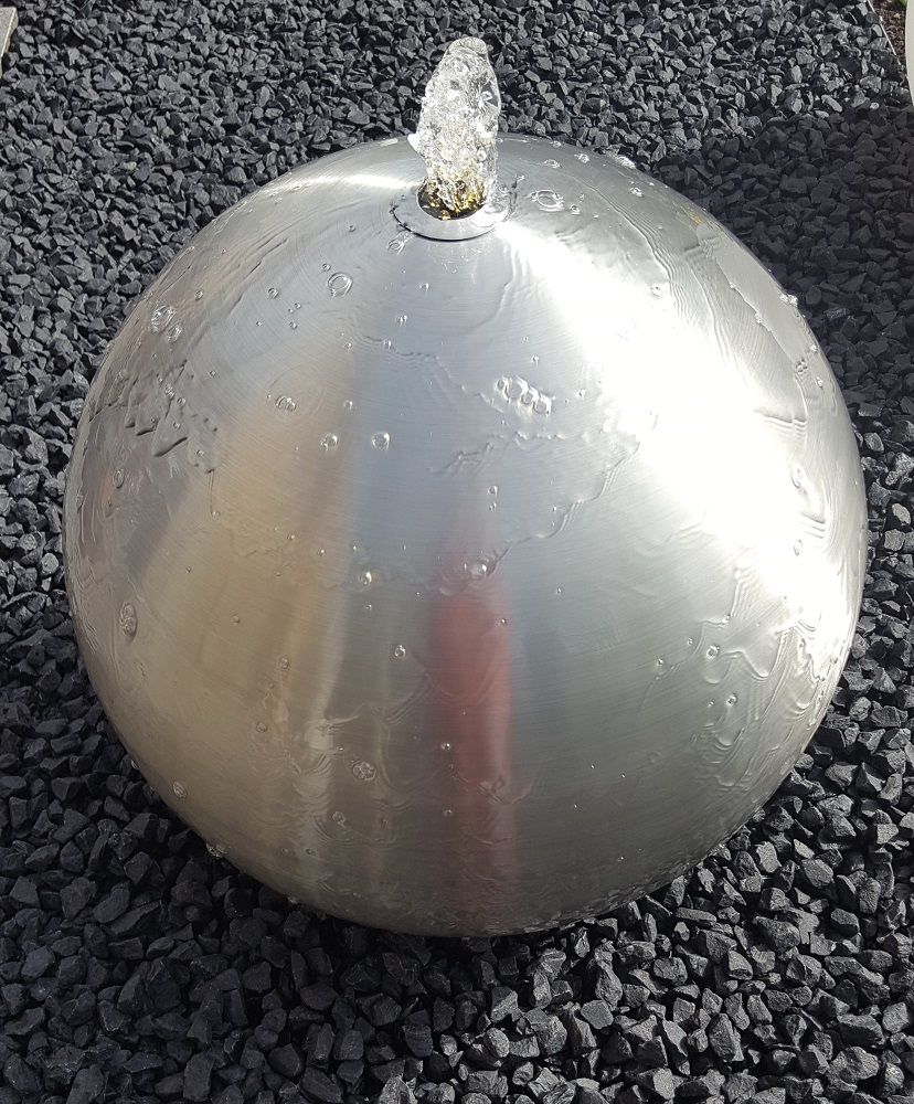 Kugelbrunnen 60 cm Edelstahl matt gebürstet incl. LED Brunnenkugel ohne Becken Gartenbrunnen