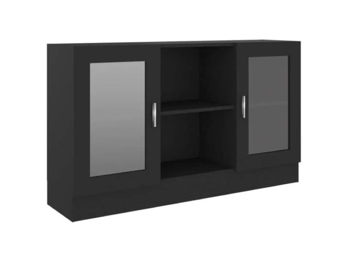 Helloshop26 Vitrinenschrank, schwarz, modern, 120 x 30,5 x 70 cm, aus Holz, schwarz, 02_0047765