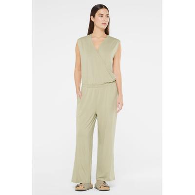Overall SENSES.THE LABEL, Damen, Gr. S, Normalgrößen, beige (light sage), Material: 96% Viskose, 4% Elasthan, Overalls Overall, mit Tunnelzug