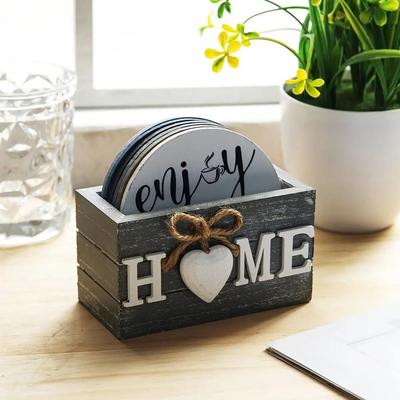 Uplift Essentials Home Love Wooden Coaster Set Insulated Anti Scald Tableware & Decor Home Love Wooden Coaster Set Insulated Anti Scald Tableware & Decor