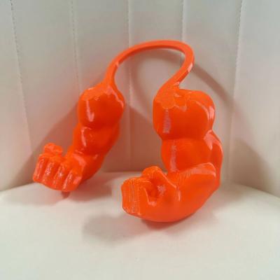 Inspired Finds Funny Muscle Arm Cat Pendant orange