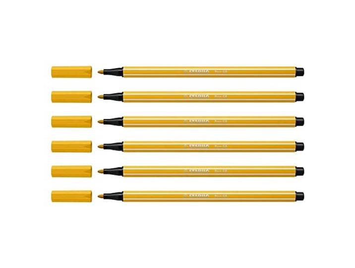 STABILO Set met 6 viltstiften tekening Pen 68, Curry Yellow