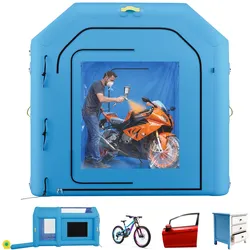VEVOR Aufblasbare Lackierkabine 4x2,5x2,5 m Spritzkabine Lackierzelt Blau, mit 750-W-Gebläse Aktivkohlefiltration Transparentem PVC-Fenster für Fahrräder Motorräder & Kleine Möbelstücke Tragbar