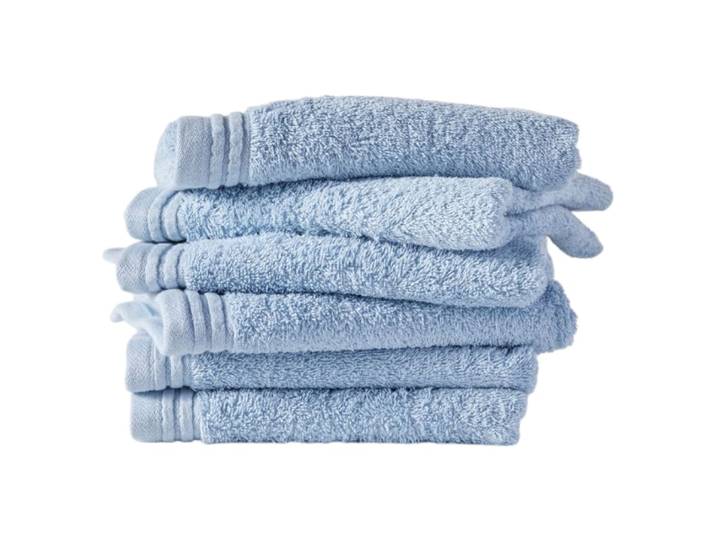 Lot de 6 serviettes de toilette coton uni 50x80cm bleu