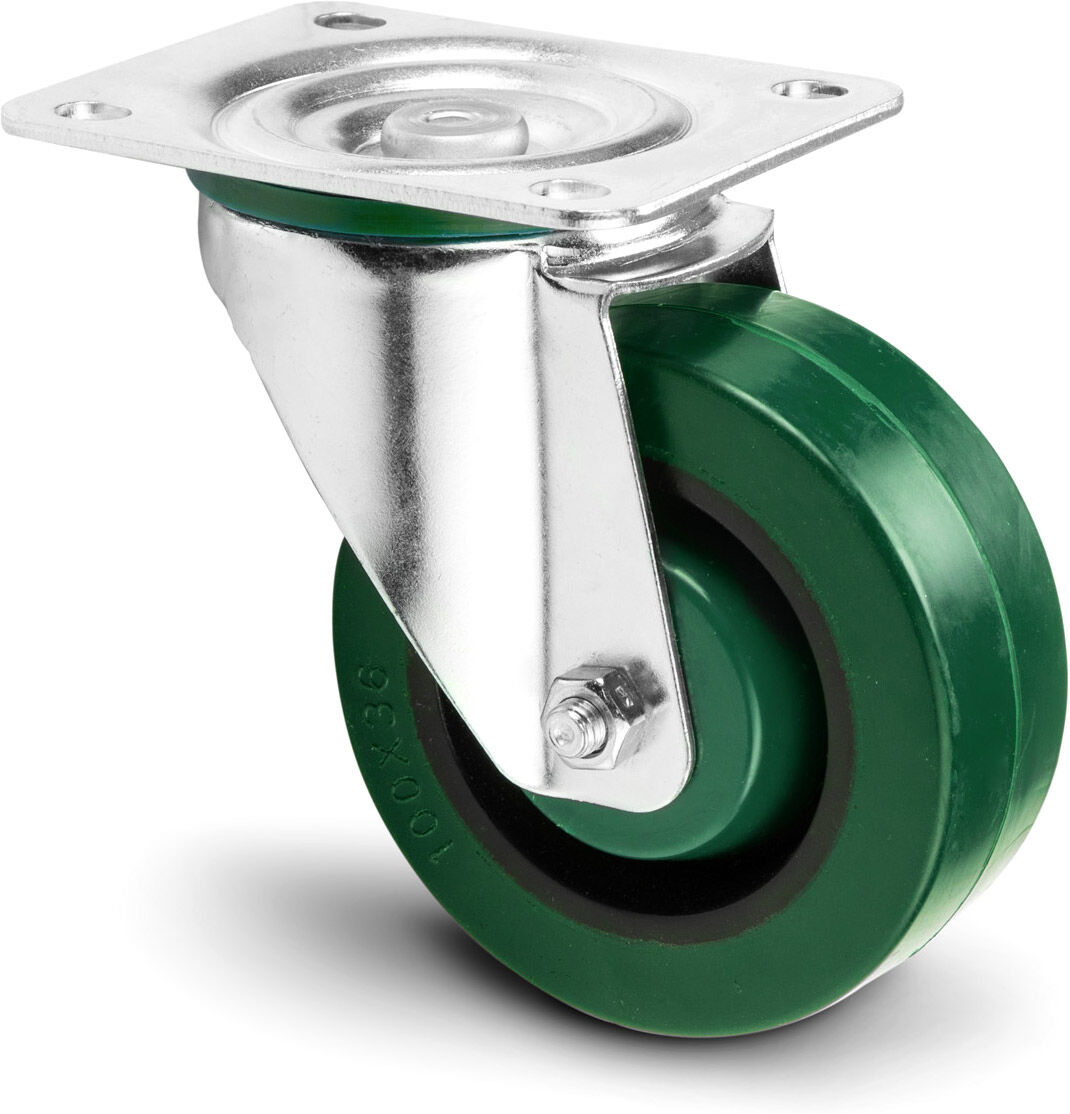 Adam Hall Hardware 372251 - Lenkrolle 100 Mm Heavy Duty Mit Grünem Rad