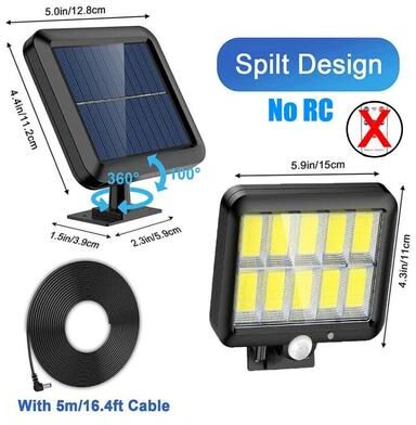 Uplift Treasures 160 COB Solar Motion Sensor Split Wall Light Waterproof Outdoor Security Lamp 160cob 1pc