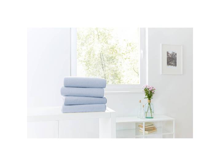 Drap-housse en peluche Sotta 100 x 200cm Bleu/Bleu ciel cannelure fine