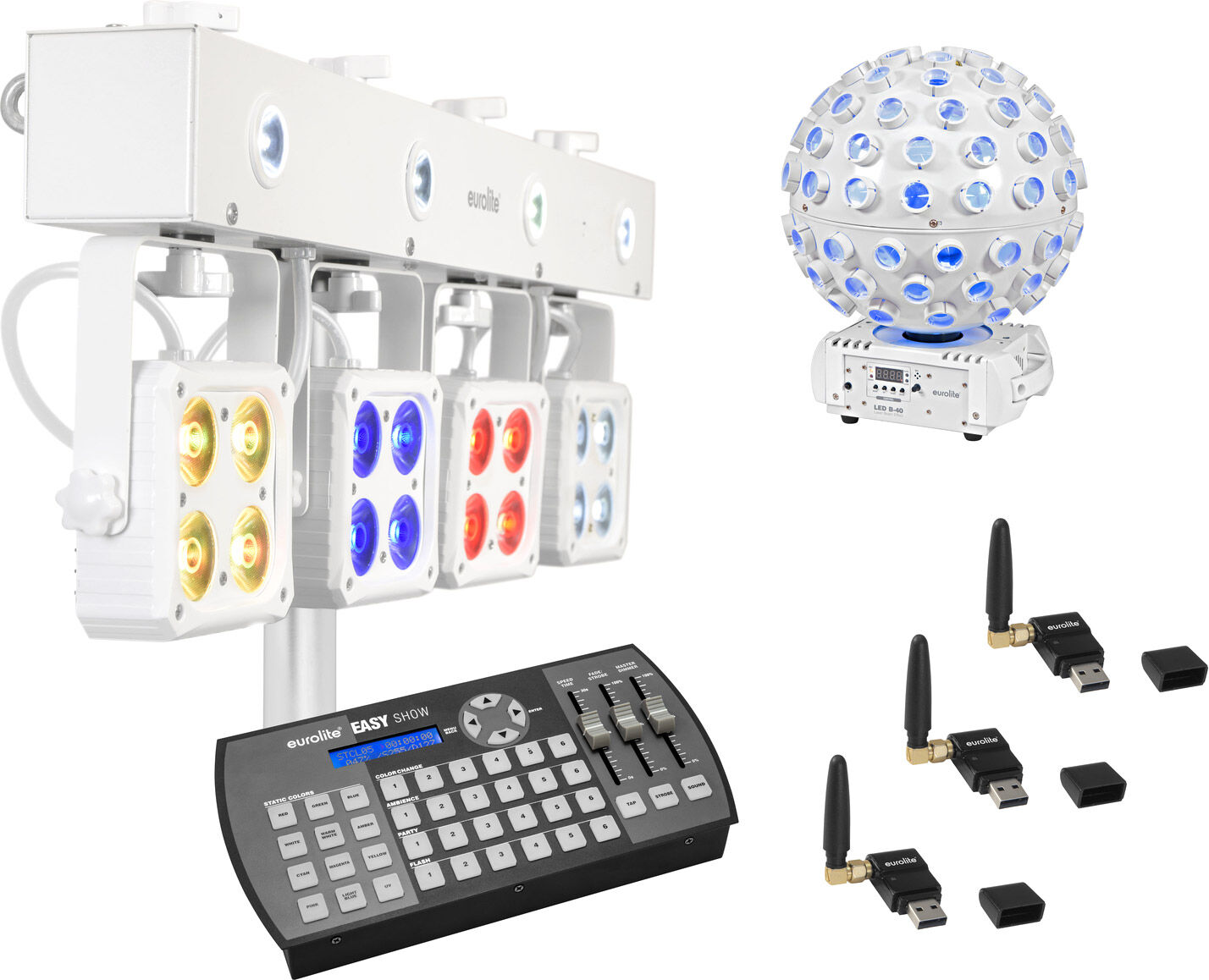 EuroLite Set Led Kls-180 Ws + Led B-40 Ws + Usb Quickdmx + Easy Show