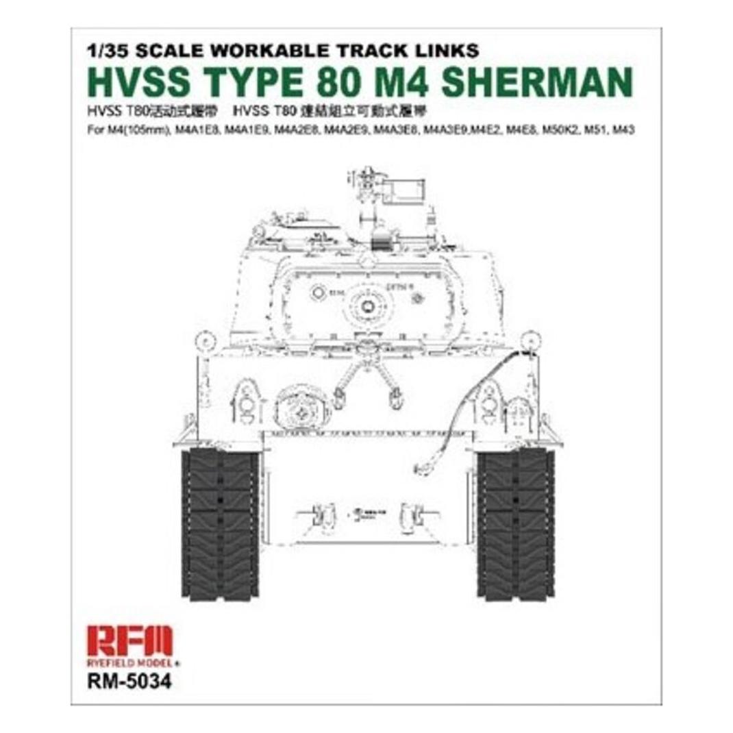 Rye Field Model Workable track links for Hvss t80-track for M4 Sherman (5034)