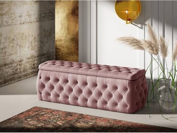 Fun Möbel Polsterhocker mit Stauraum Ernesto (Altrosa, 120x50x45 cm)