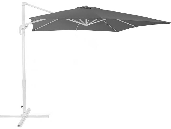 BELIANI Sonnenschirm Dunkelgrau Polyester quadratische Form 250 x 250 x 235 cm Terrasse Balkon Garten