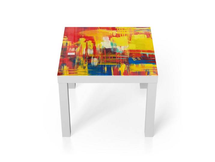 DEQORI Couchtisch 'Feuerwerk der Farben', Glas Beistelltisch Glastisch modern