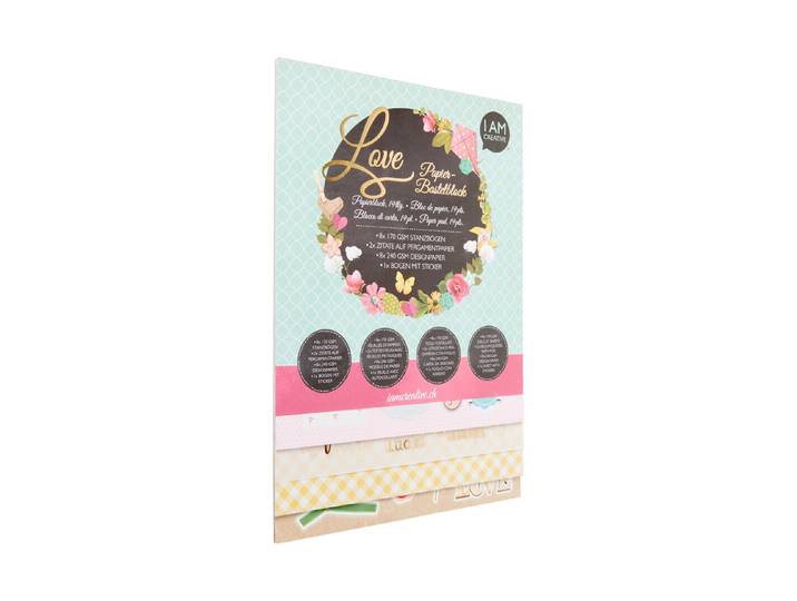 I AM Creative Papier Bastelblock Love A4 19 Blätter