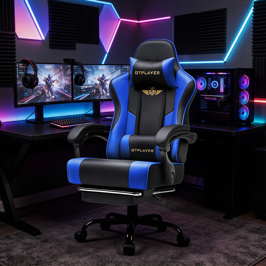 Brayden Studio PC & Racing Game Chair Blue 135cm H X 70cm W X 51cm D
