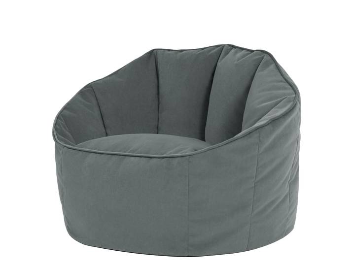 Pouf fauteuil coquillage velours gris anthracite