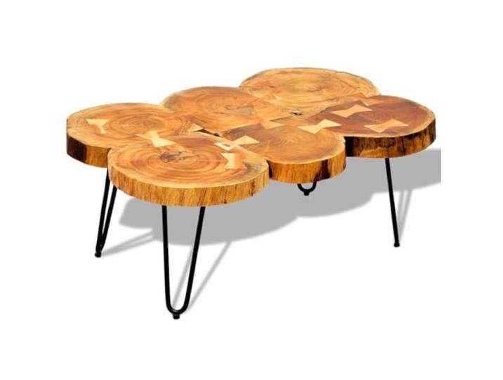 HEFZGDB Couchtisch 35 cm 6 Baumscheiben Massivholz Akazie Beistelltisch mit robusten Eisenbeinen für Stabilität und Elegantes Design als Blickfang