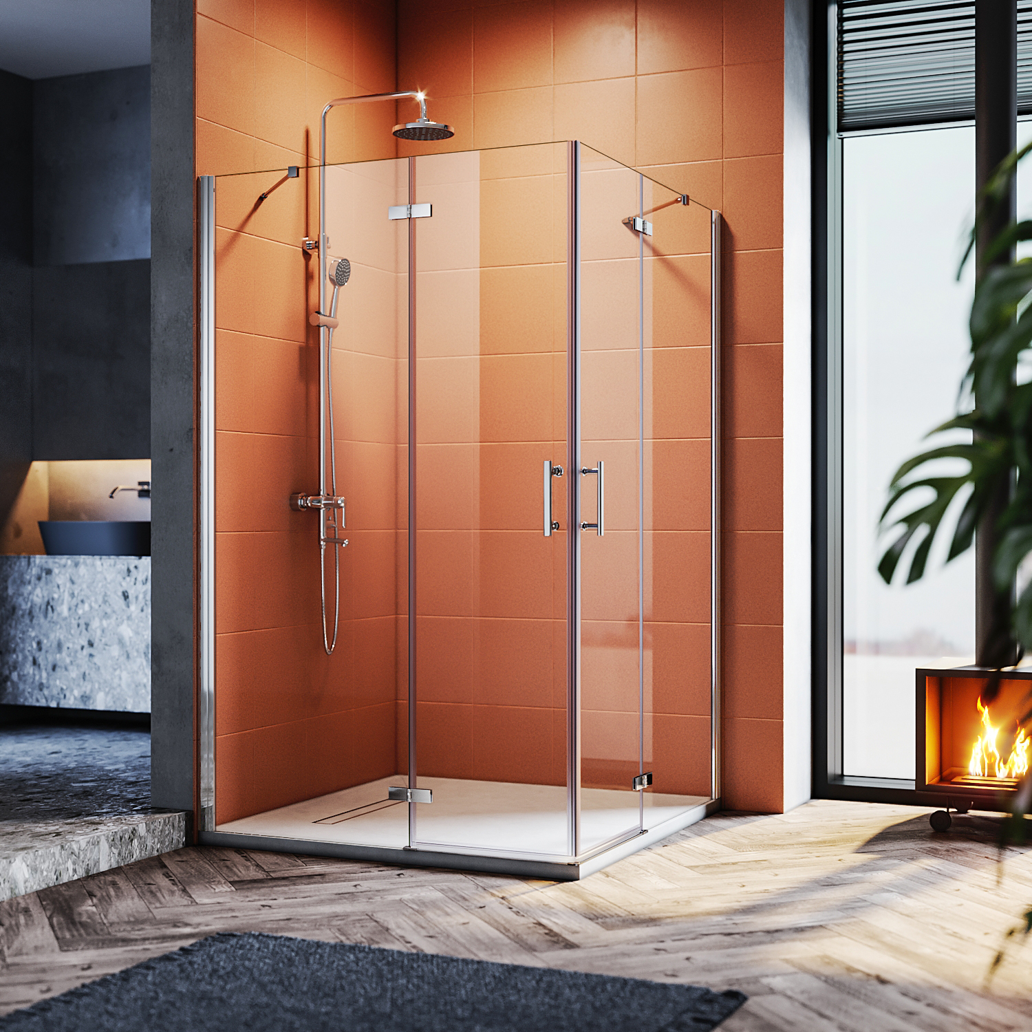 SUNXURY Duschkabine 100x80cm mit Nanobeschichtung ESG- Sicherheitsglas Dusche walk in Duschabtrennung
