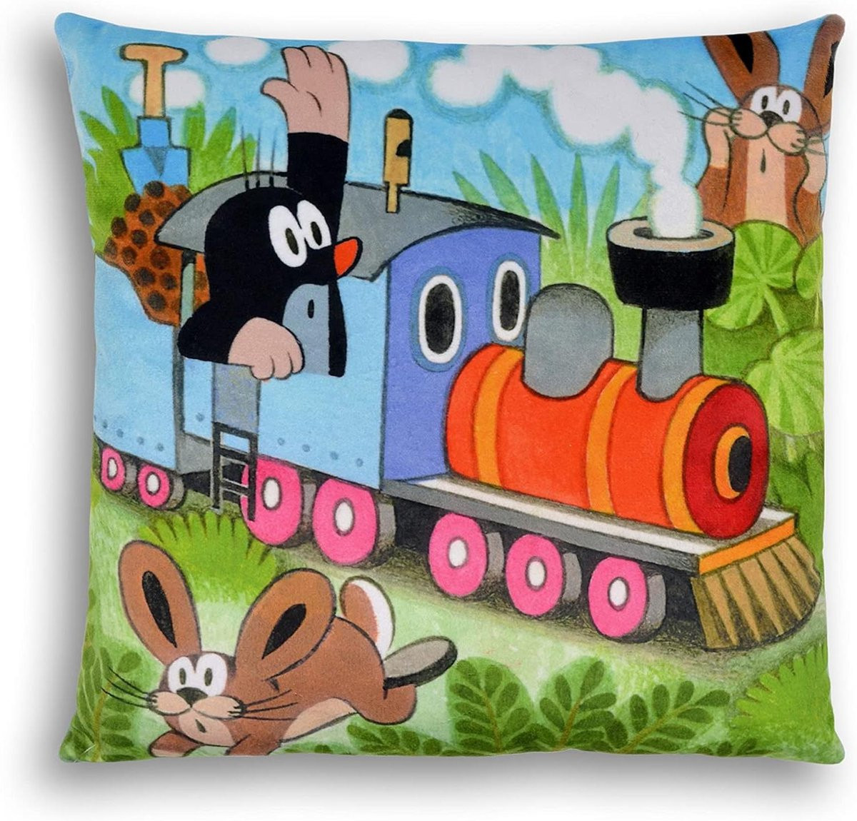 Cartoon Kussenhoes met Kleine Mol Motief voor de Kinderslaapkamer, Meerkleurig, 30 x 30 cm