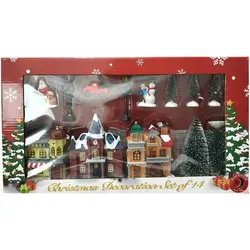 Weihnachtsdorf Adventsdorf Deko Dekoration Weihnachtsdekoration Set 14 teilig B