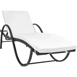 vidaXL Sonnenliege mit Auflage & Tisch Poly Rattan Schwarz
