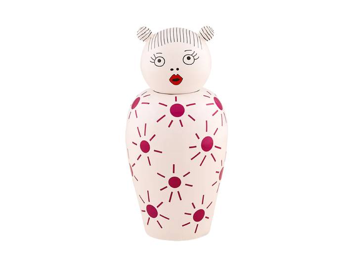 Canopie Design Deckelvase „Lula“ aus Porzellan Weiss, Pink Seletti