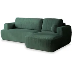 ECKSOFA SENTI P R-S Grün Kordstoff mit Schlaffunktion