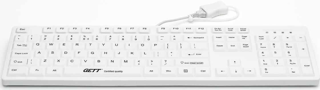 GETT CleanType Easy Protect Tastatur USB QWERTY US International Weiß (KG25220)