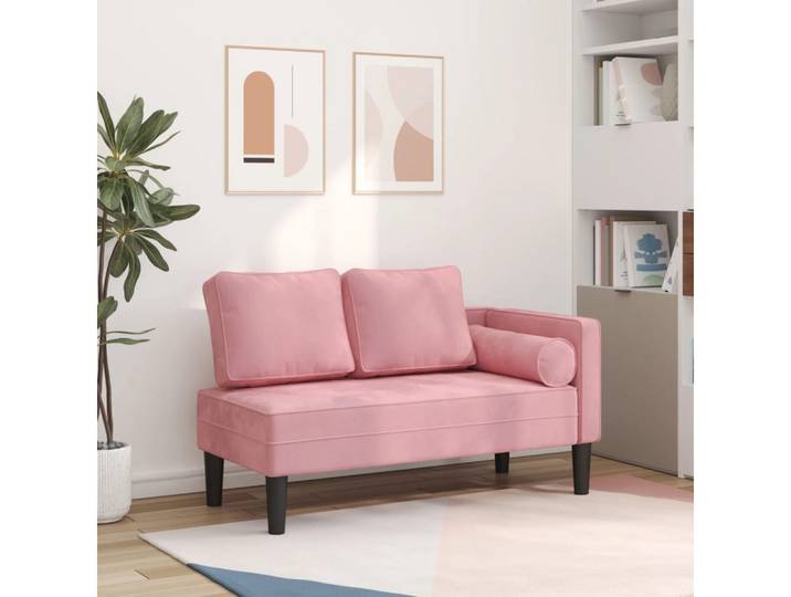 vidaXL Chaiselongue, Chaiselongue mit Kissen Rosa Samt
