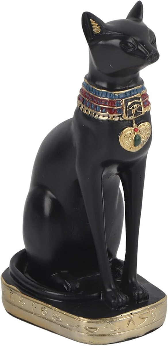 Zwart Bastet Kat Godin Beeldje van Hars voor Egyptische Decoratie