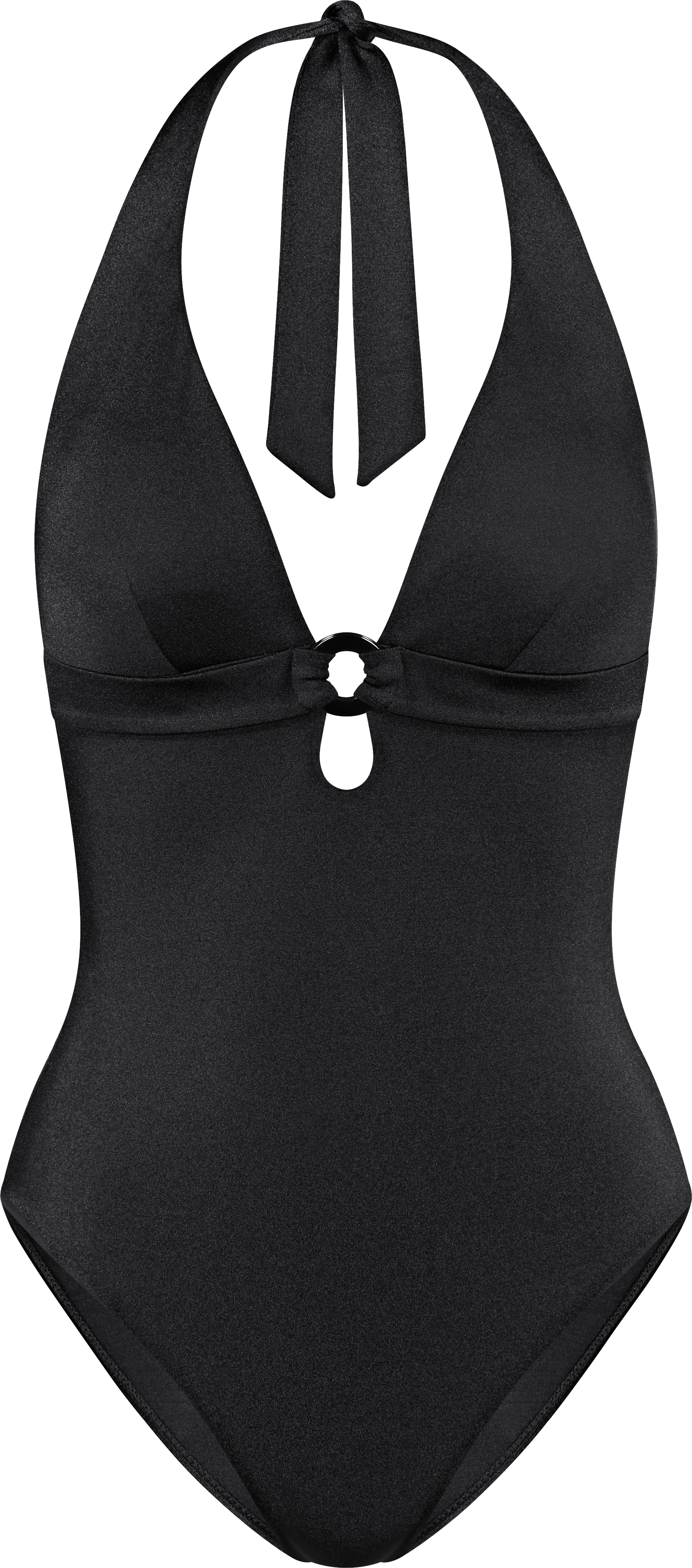 Badeanzug TRIUMPH "Midnight Swim", Damen, Gr. 44, Cup B, schwarz, Microfaser, Obermaterial: 82% Polyamid, 18% Elasthan, Badeanzüge Badeanzug, schimmernder Stoff, Zierring, Glamour-Look schwarz 44, Cup B