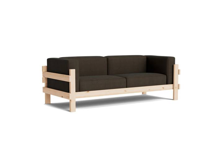 Normann Copenhagen Kube Sofa Lackiertes Kiefernholz-Stoff Remix 356 Brown, 220 cm