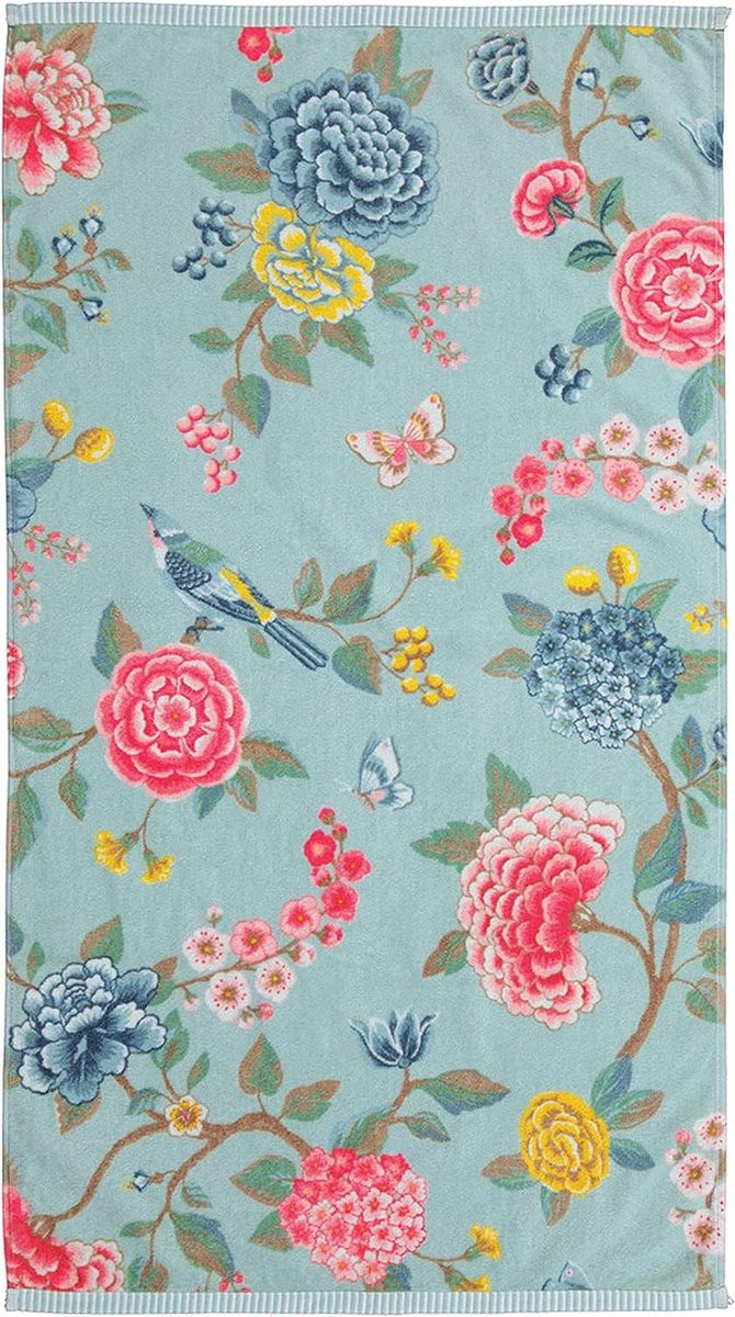 Blauwe badhanddoek met aantrekkelijk design, 55 x 100 cm