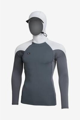 O'Neill s Thinskins Neo-Skins Long Sleeves Top W/ Hood in Graph Grey, Size Medium, Polyester/Spandex