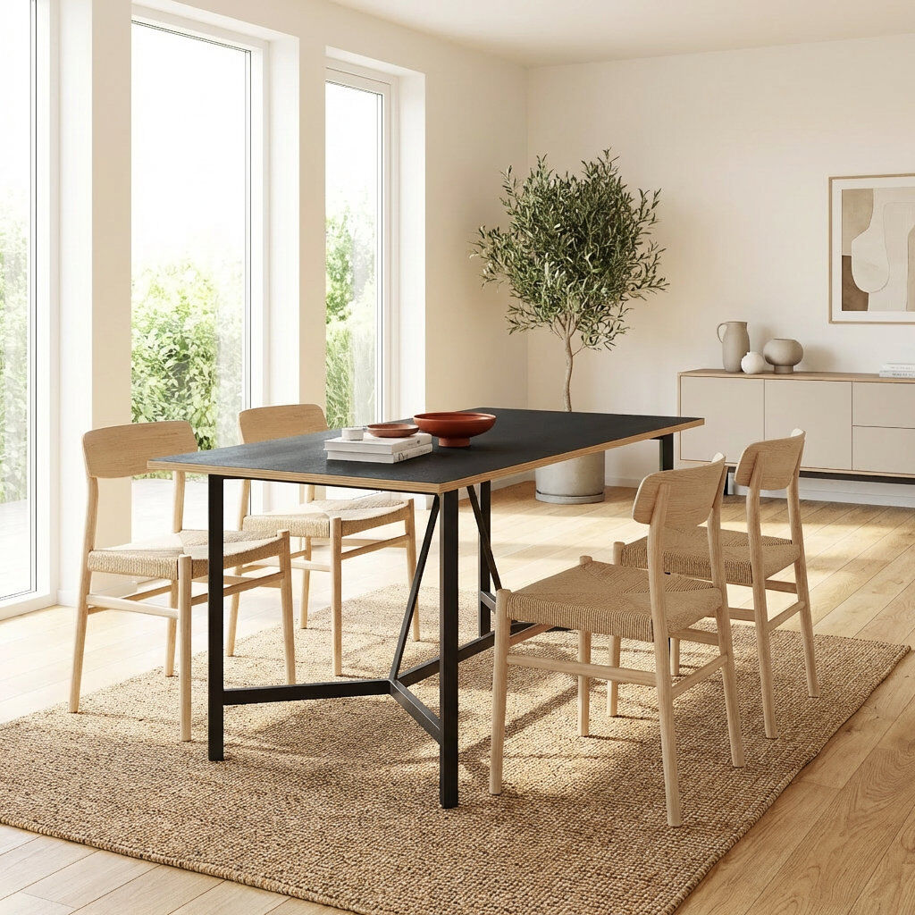 Borough Wharf Alvieri Rectangular Dining Table Black Wood