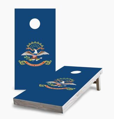 Skip's Garage North Dakota State Flag Cornhole Boards