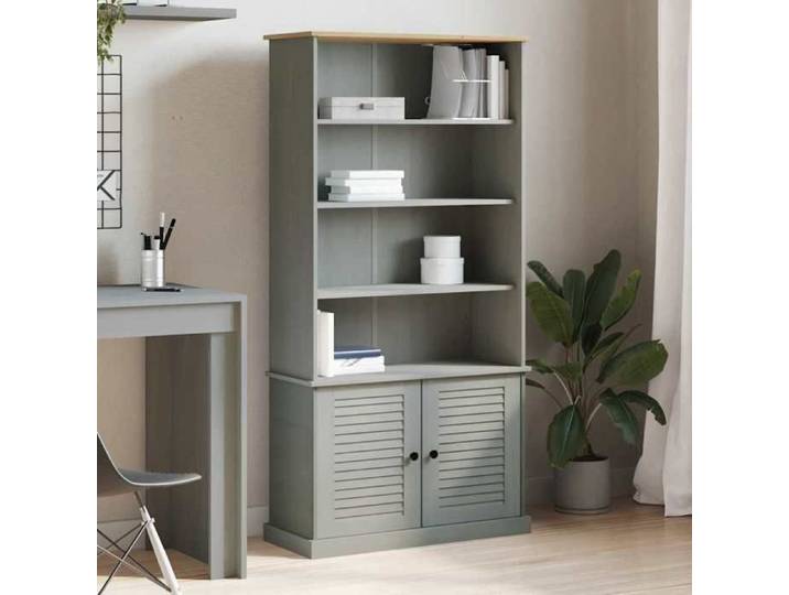 Bibliothèque - - VIGO - Bois massif de pin - Gris - 85x35x170 cm