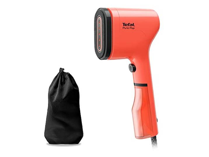 Tefal DT2022 Pure Pop Dampfbürste 1300 W 70 ml Wassertank entfernt bis zu 99,99% der Viren/Bakterien/Keime schnelles Aufheizen 20 g/Min. kontinuierliche Dampfabgabe Korallenrot/Schwarz