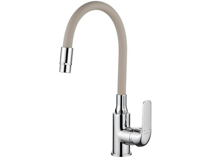 KOLMAN Küchenarmatur Wasserhahn ELZA Küchenmischer mit flexiblen 2-Funktionen Auslauf in Chrom-Beige