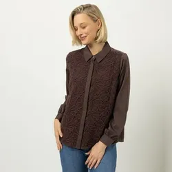DAWID by Dawid Tomaszewski Bluse, Langarm Materialmix, Spitze leger weit